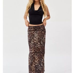 Urban Outfitters Leopard Print Maxi Skirt, sz L NWT
